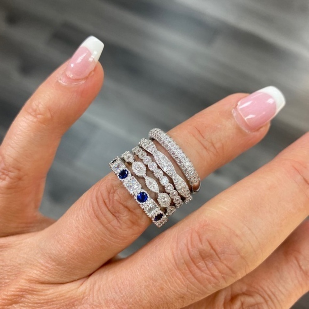 5pcs sterling silver Ring Eternity Wedding Band 7